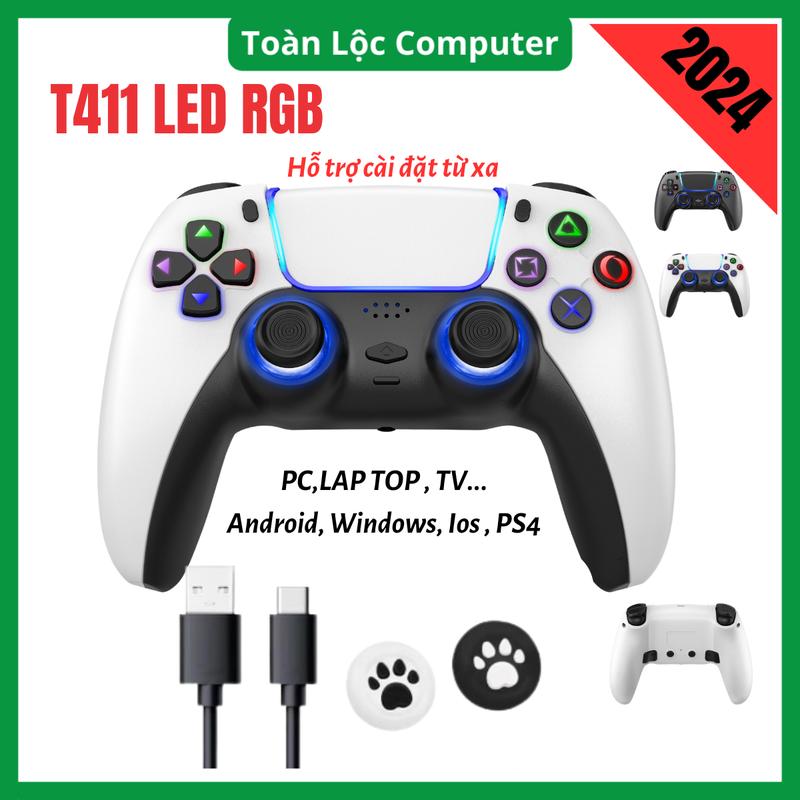 Tay cầm chơi game FiFa onIine P4 Plus T411 Led RGB máy chơi game bluetooth không dây và có dây cần 360 độ có rung bảo hành 3 tháng