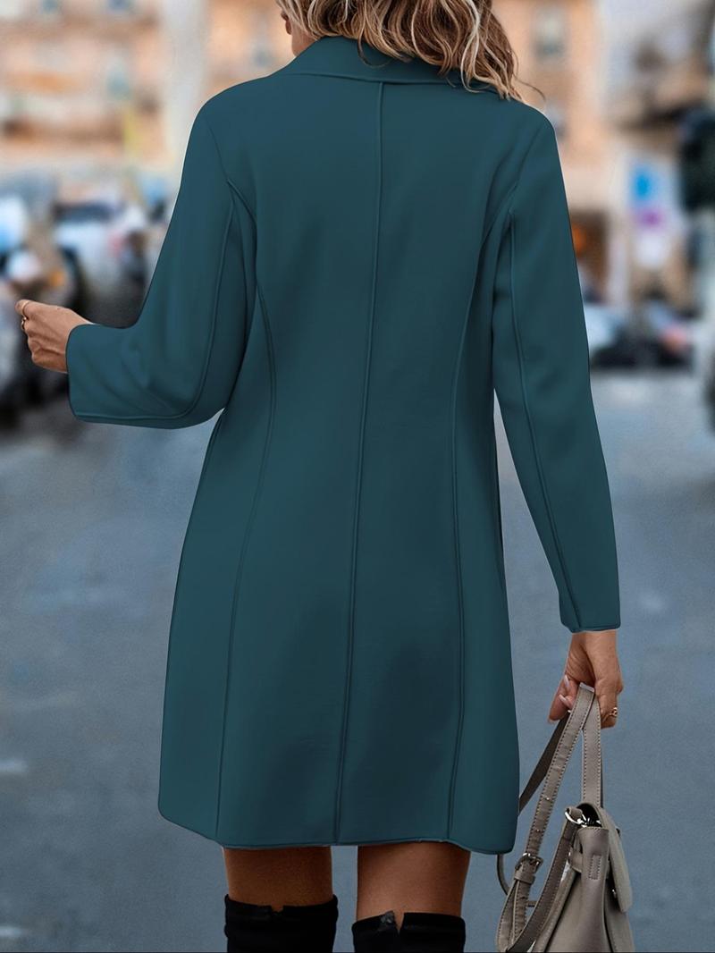 Product Introduction of Women's Solid Button Front Pocket Coat, Elegant Long Sleeve Collared Outerwear for Fall & Winter, Women's Clothing for Daily Wear， Jackets for Women 8