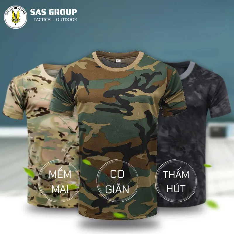 Áo Thun Lính, Áo Phông Rằn Ri Co Giãn Thoáng Mát