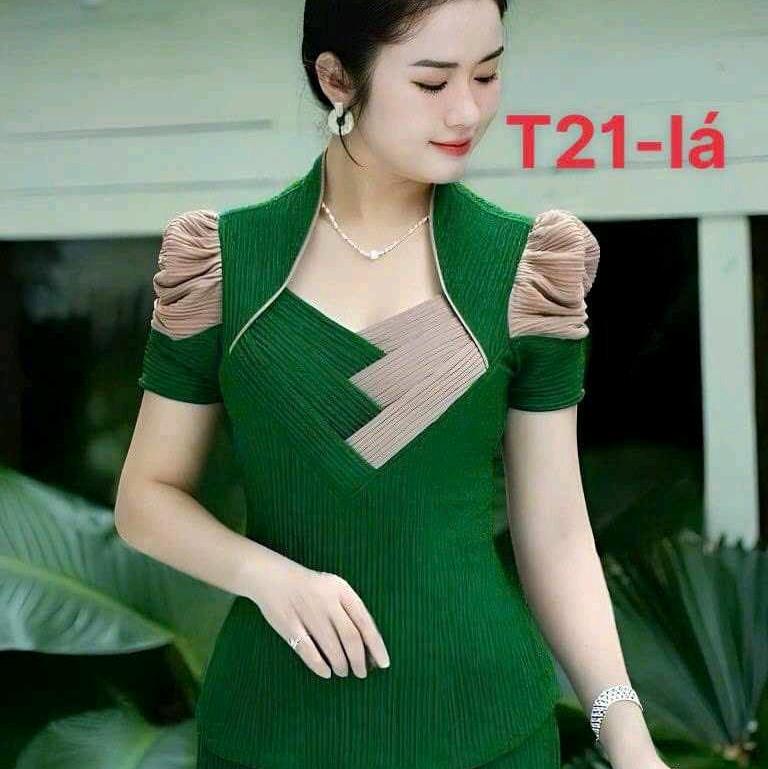 set bộ quần dài áo xếp ly tay phồng size 40-70kg vải thun xốp  Women 5