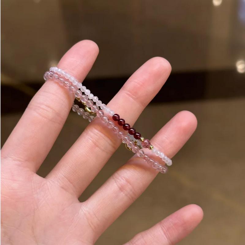 Vòng Tay Trắng Dâu Tây, Ins Thời Trang, Thanh Lịch Siêu, Hạt Nhỏ Tự Nhiên Nguyên Chất, Siêu Mịn, Thiết Kế Ngọt Ngào Bán Chạy 1