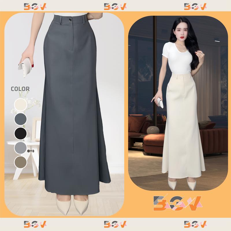 Chân váy đuôi cá BGV khoá kéo, cúc trước, dài 93cm, form đuôi xoè nhẹ nhàng, chất vải GOLD nhập khẩu cao cấp