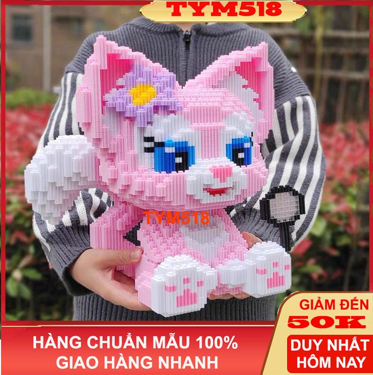 Xếp hình thỏ hồng thỏ tím Stella Lou cỡ lớn 26cm nhân vật hoạt hình nano 3D lắp ráp mô hình cỡ lớn Chuẩn Mẫu