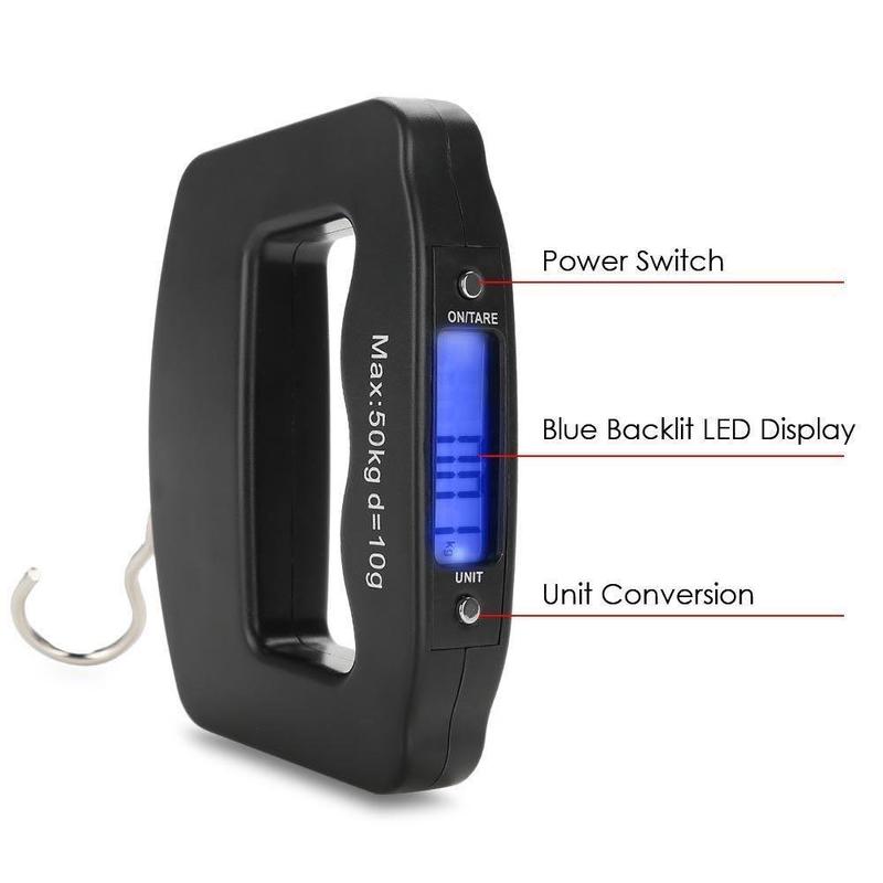 Portable Digital Luggage Scale, Handheld Weighing Mini Electronic Scale with Fishing Hook Tare Function Backlit LCD Display, Suitable for Home Farm Factory Hunting Outdoor 5
