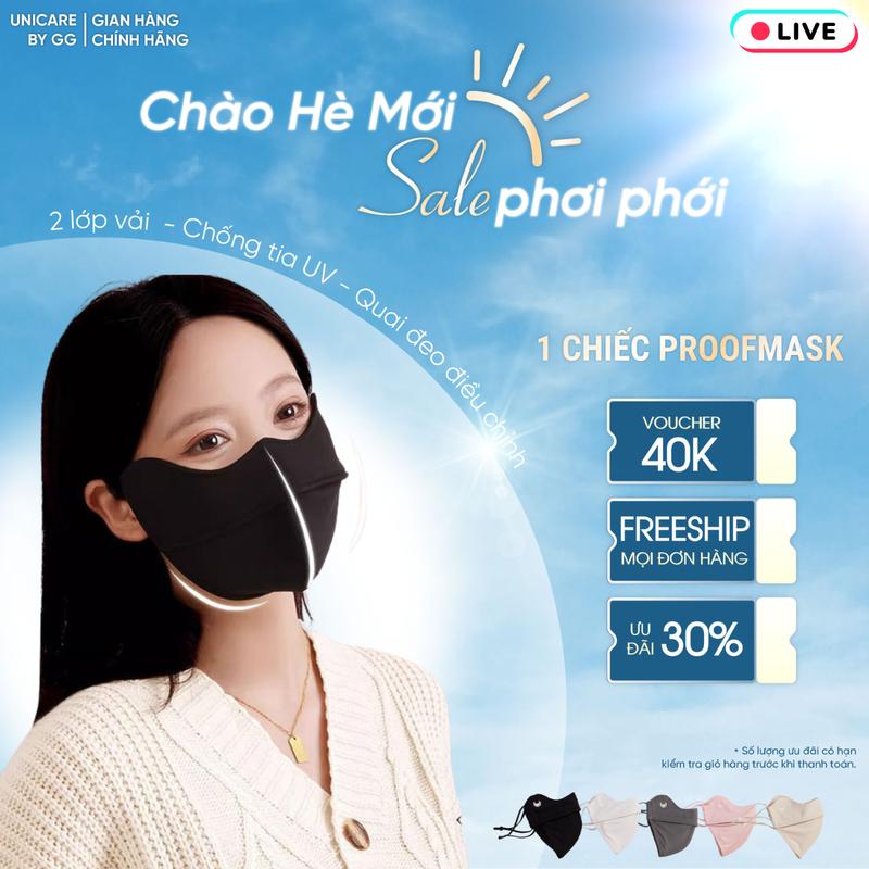 UNICARE LIVE - Khẩu trang UV Proof Mask Chống Tia UV Chất Lụa Băng Mềm Mịn Mát Thông Thoáng