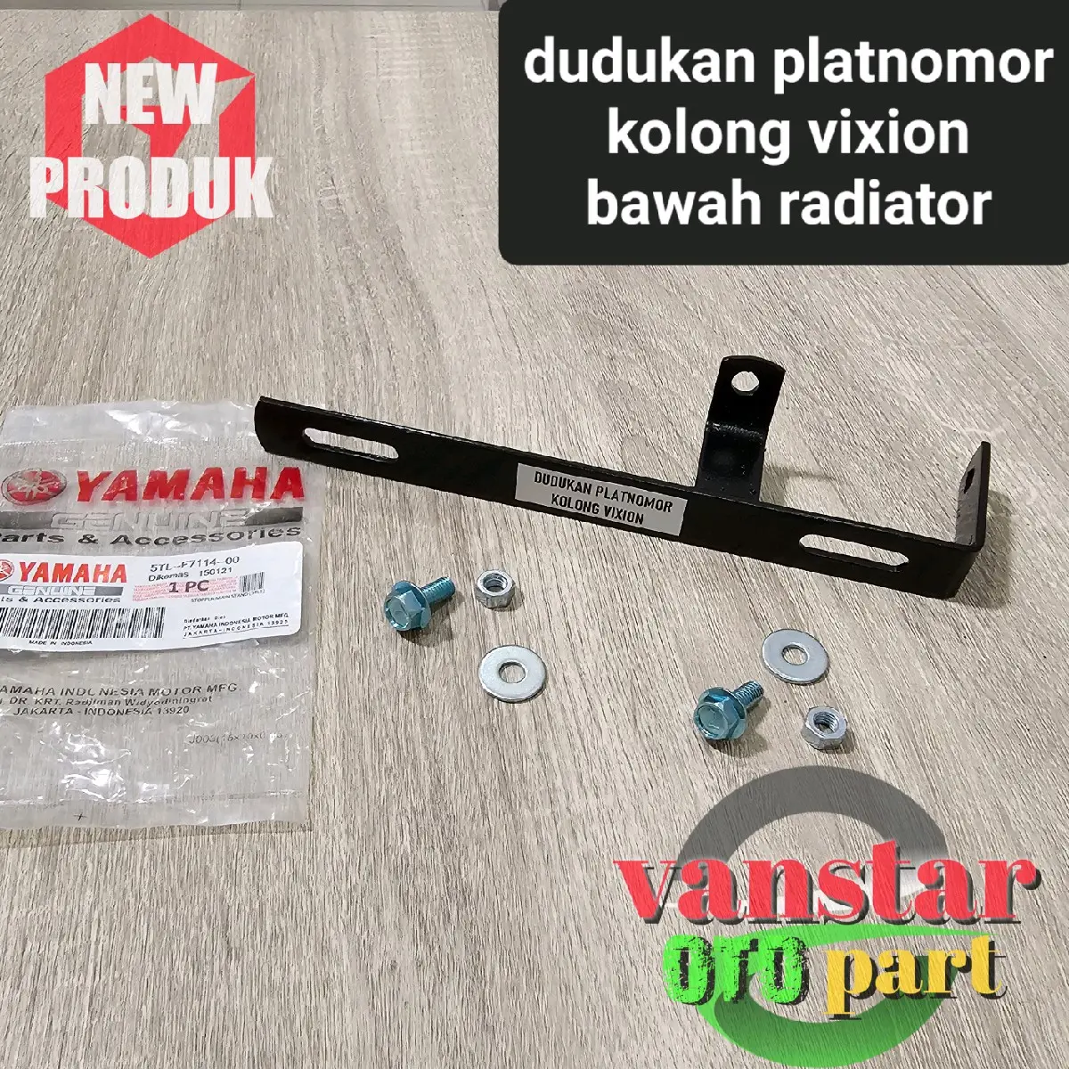 dudukan plat nomor vixion bagian bawah radiator