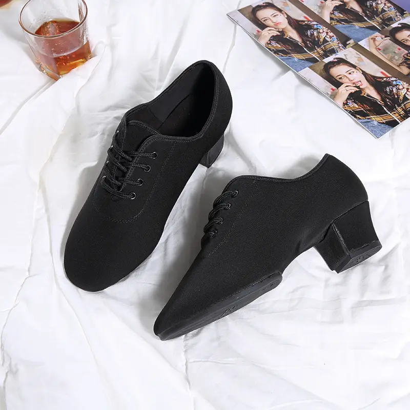 Men's Adult Oxford Cloth Latin Dance Shoes for Ballroom Dance Cha-Dance Comfortable Breathable Non-Slip Wear-Resistant Dance