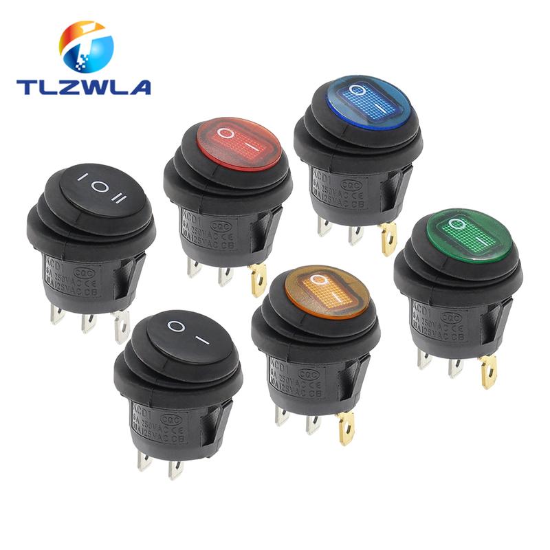 Product Introduction of 1PCS On Off Waterproof Vehicle Boat Switch Round Switch SPST 3Pin Rocker Switch 6A 10A 250V 125V AC LED 1