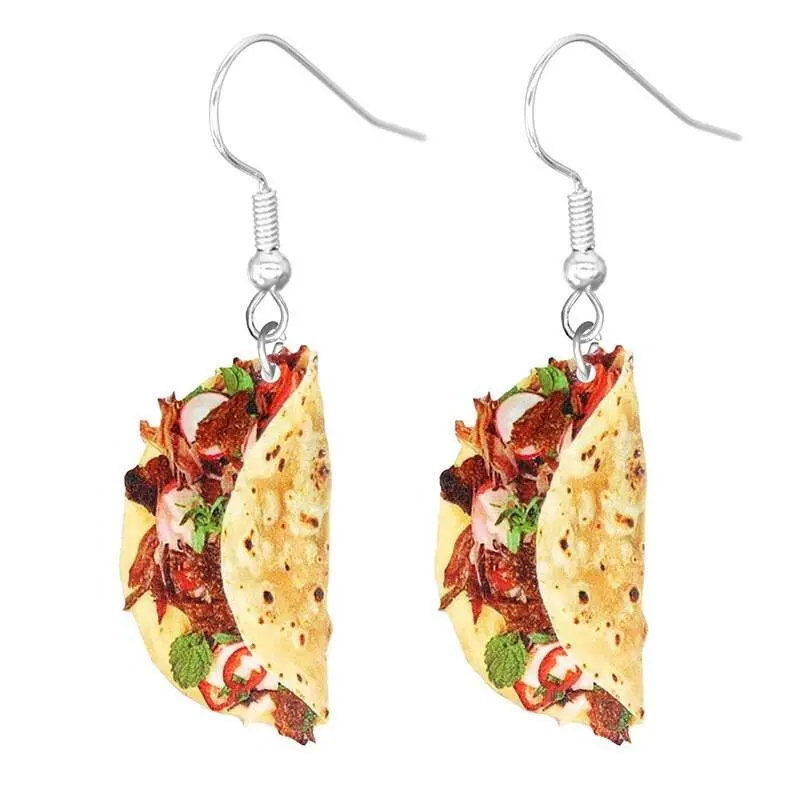 New Burger Doughnut Fashionable Exaggerated Acrylic Dessert Earrings for Women