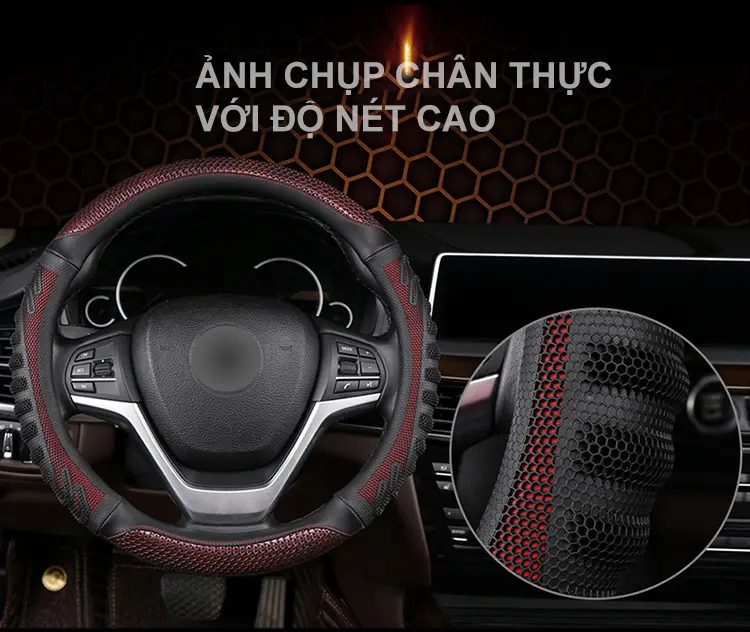Bọc vô lăng da sợi Carbon in 3D dập nổi hoạ tiết mới nhất 2024 (phiên bản nâng cấp) - Siêu thấm hút mồ hôi tay, chống trơn trượt, êm mềm đầm chắc tay lái 2