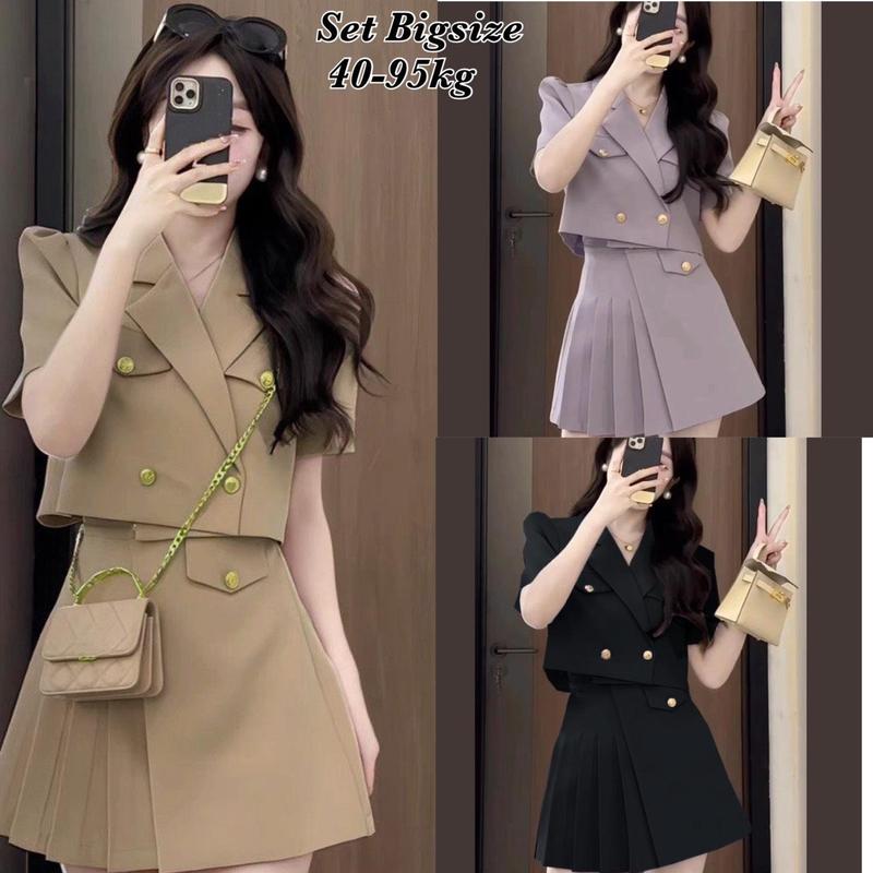  Thời Trang Bigsize - Set Áo Cột Dây Và Chân Váy Xếp Ly Bigsize Xinh Đẹp Dự Tiệc Giá Rẻ đủ size 40-95kg Én Nhỏ CóvBigsize Nữ Top Cotton Quần Đầm Đen - 2049 