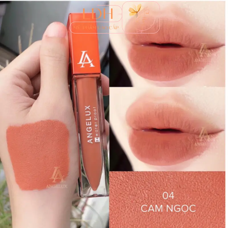 son kem siêu lì Angelux -Chống thấm , chống trôi suốt 24H- (07- hồng 10H ) Cosmetic son Môi Trang Điểm Mỹ Phẩm Nữ Women son sieu li son  khô 8