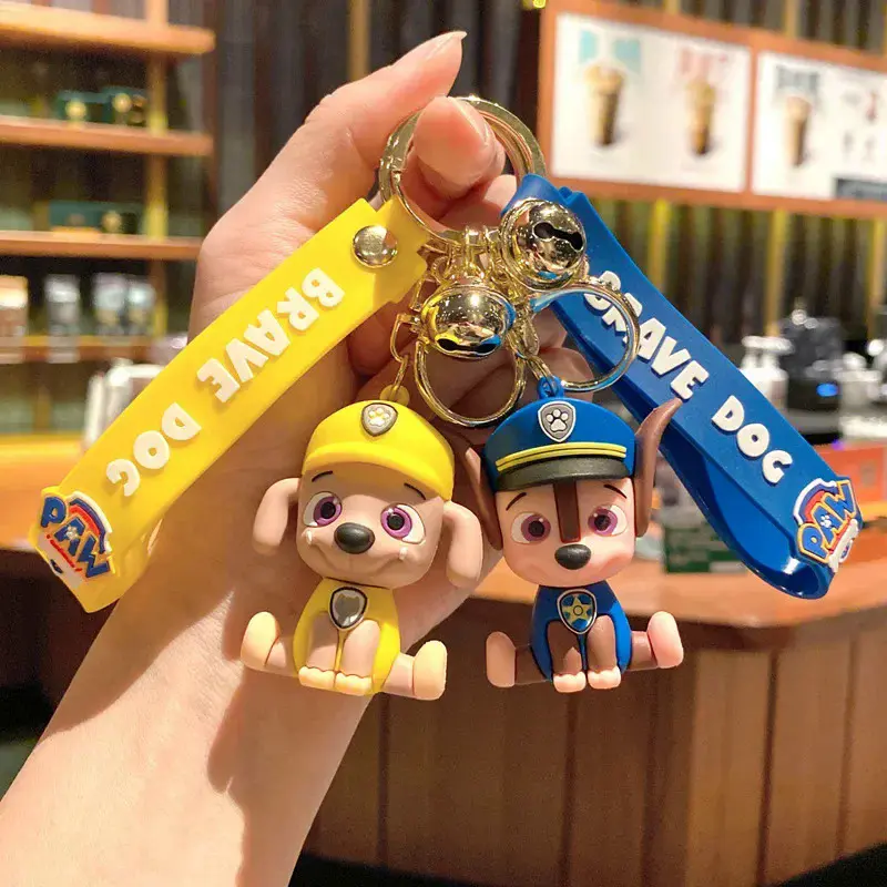New Animated Cute Puppy Woof Paw Team Keychain Couple Keychain Bag Car Keychain Toy For Kids Patrol Dog Doll