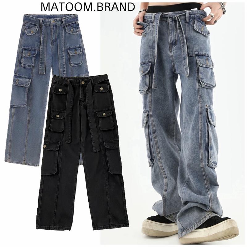   XÃ KHO TOÀN CỬA HÀNG  BOX BAG V2 BLUE BLACK GREY BAGGY JEAN DENIN  _ quần suông 8 túi hộp phiên bản vải dầy 1kg 