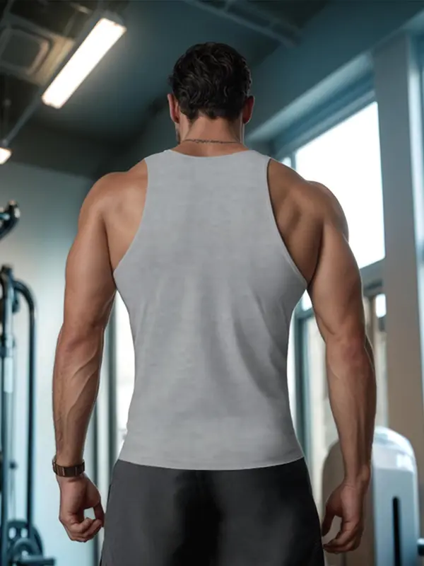 Men's Solid Round Neck Tank Top, Regular Fit Casual Breathable Sleeveless Top for Gym Workout, Men's Top for Summer 7