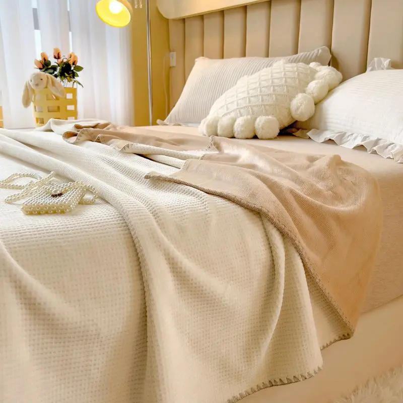 [Official Authentic Products Waffle Composite Thick Blanket Office Air-Conditioning Blanket Nap Blanket Sofa Bed Aeronautical Blanket