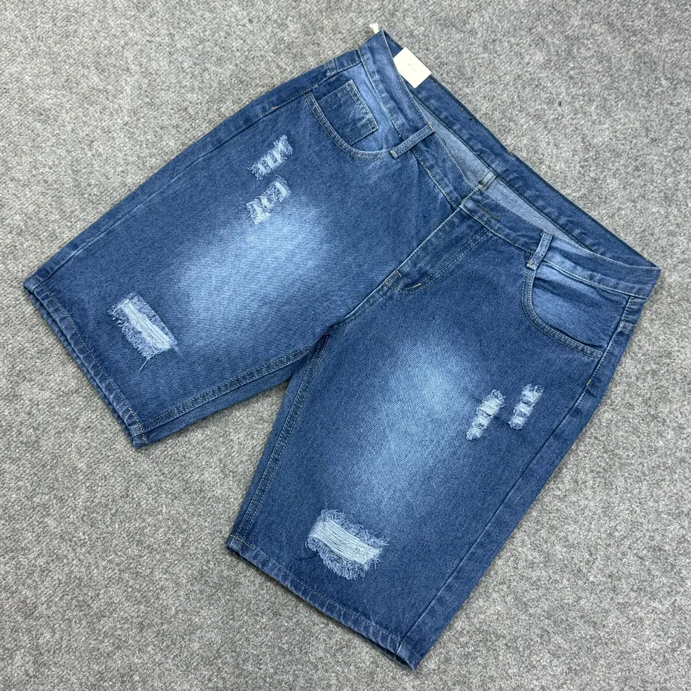Short (68) Quần short jean màu XANH NHẠT RÁCH | Big size (44kg - 115kg) | FORM RỘNG KHÔNG CO GIÃN Menswear Nam
