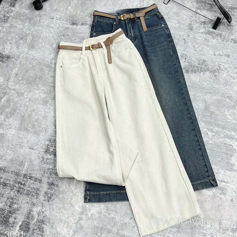 Lynk Nhi • Quần jeans xuông nấm kèm đai 2 màu dài 92cm phù hợp cao 1 m57 trở xuống ( hàng QC L1)# Q3091 Nữ Women Pants 2