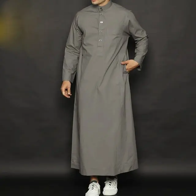 Jubah Polos Katun Toyobo Gamis Pria Arab Dewasa Baju Gamis Pria Terbaru 2024 Baju Gamis Cowok Navy Baju Koko Terlaris 2023 Bonus 1 Pcs Peci plus 1 Tasbih Size S-4XL Jubah rey mbayang Jubah resleting depan COD Abu Hitam Kancing Muslim Panjang
