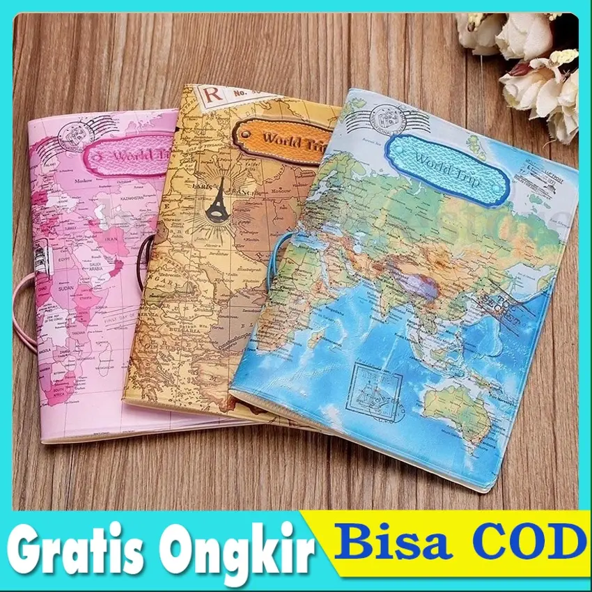 Cover Passport World Map Warna Passport Case Cover Sampul Paspor Document Organizer