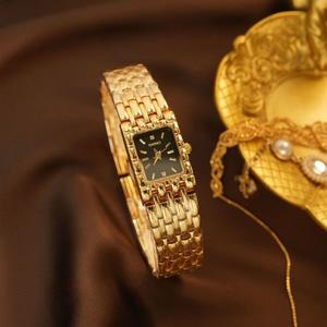 Jam Tangan Wanita, Chennuo / SENO, Gaya Vintaj, Bentuk Segi Empat, Fesyen, Warna Emas, Rekaan Retro Ringkas, Tali Panjang, Mewah dan Elegan, Gaya Serba guna