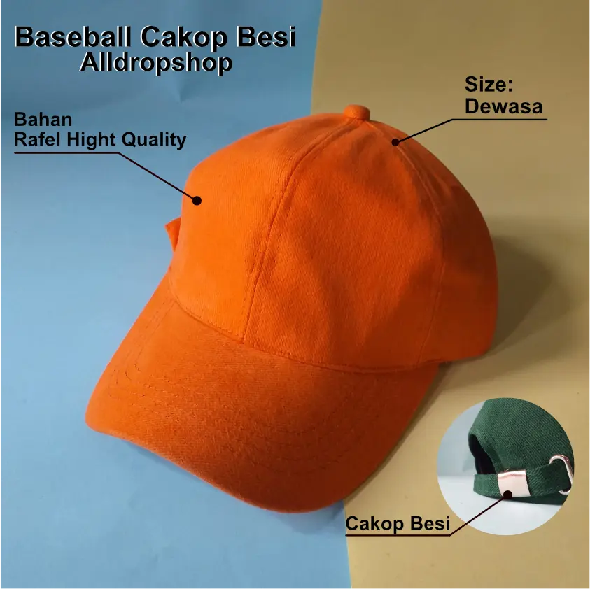 COD - Topi baseball polos clip cakop besi bahan rapel tebal real pict
