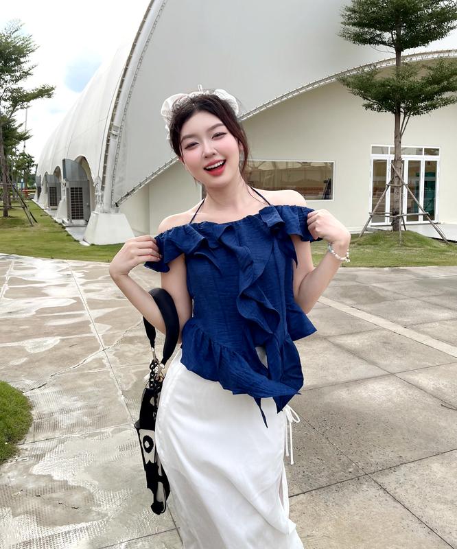  Áo Trễ Vai Bèo GAGO Brand Dây Thắt Cách Điệu Thời Trang Áo Kiểu Nữ Top Nữ Women Đỏ Ấn Tượng Đi Chơi Hot Trend 