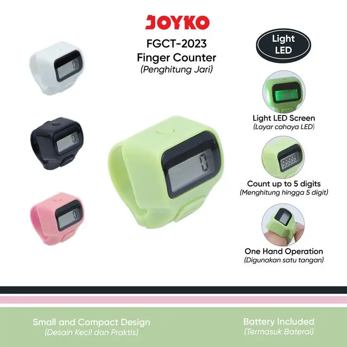 JOYKO Finger Counter Penghitung Jari FGCT-2023 Light LED / Alat Hitung Cepat Zikir Digital