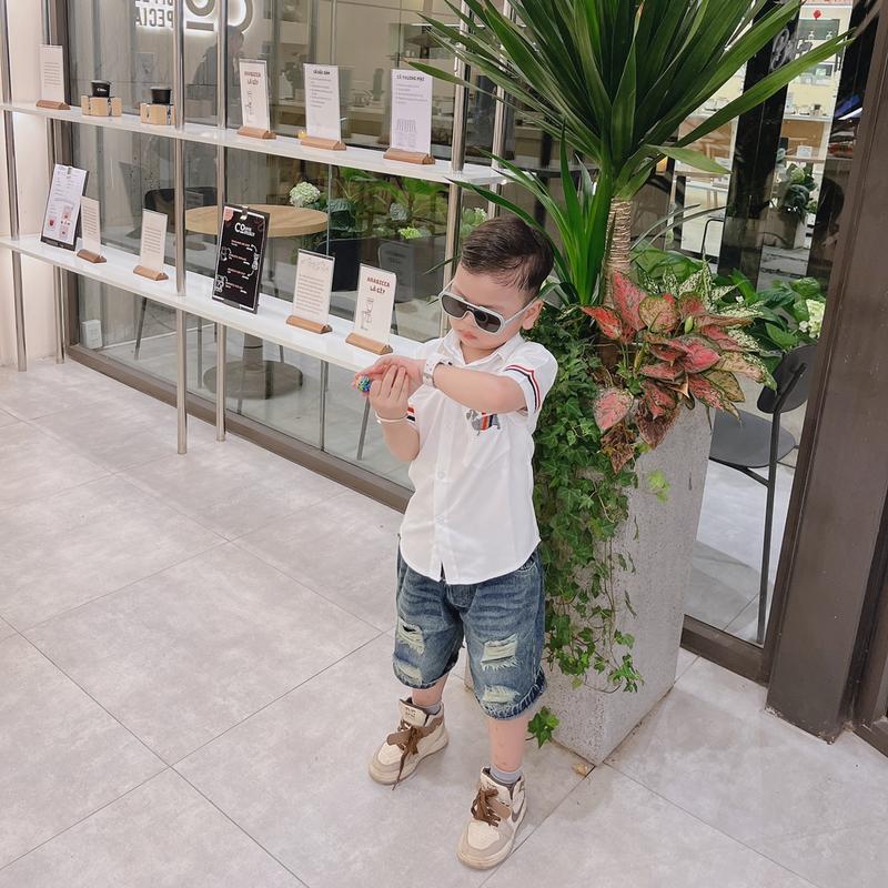 Combo 2 áo sơ mi kiểu Hàn phong cách cho bé trai do he quần ngố 6