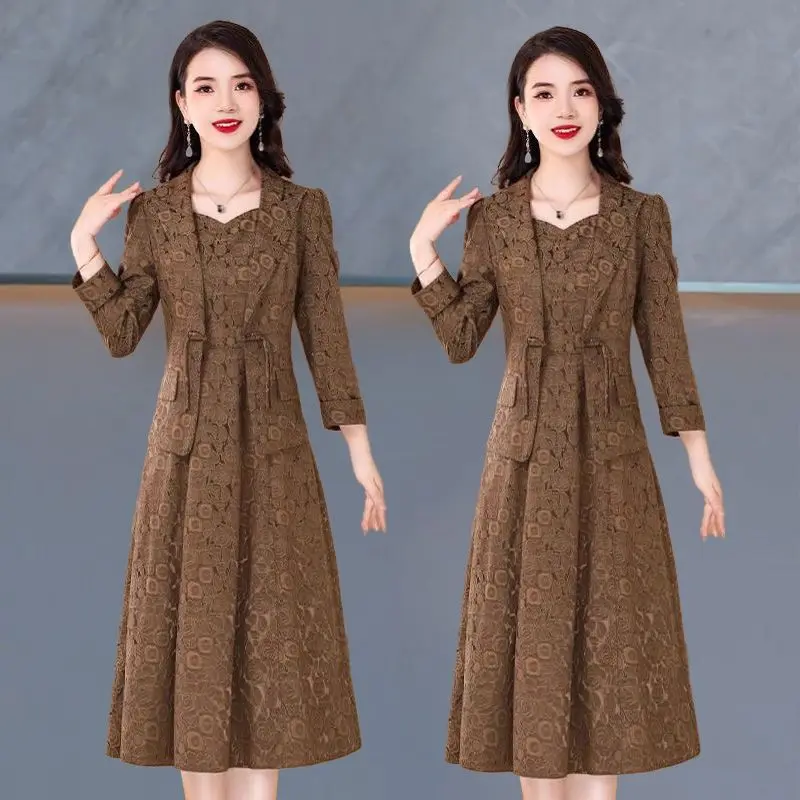 Bộ Đồ Thời Trang Cho Nữ, Bộ Hai Mảnh Áo Blazer Thanh Lịch, Váy Dài Trung Bình Mùa Xuân Mới, Thích Hợp Cho Nữ