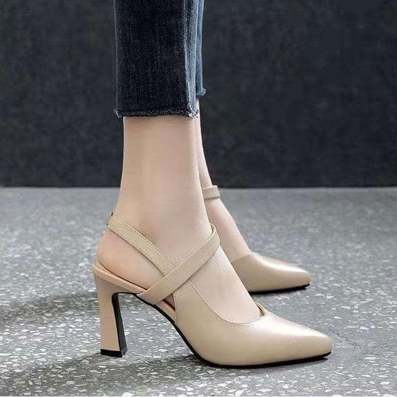 Product Introduction of Giày mùa hè nữ mới 2024, giày cao gót nữ và sandal gót dày phối váy   DéP giay  hoa Shoes Cao Su 24