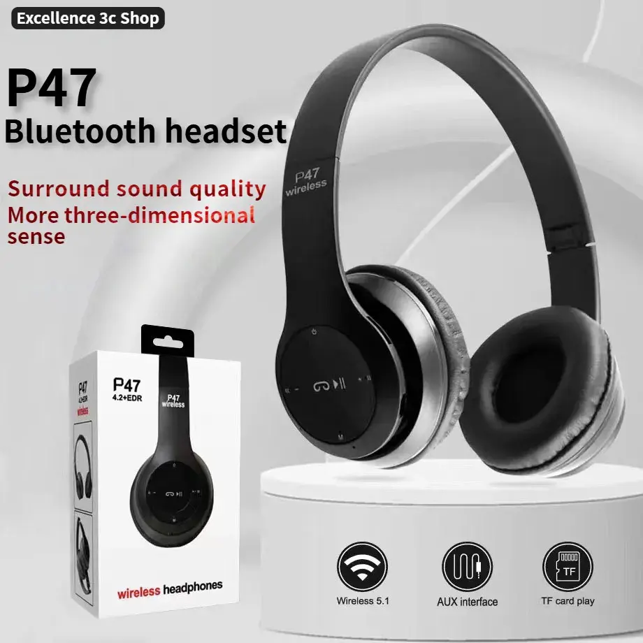 [ Hot sale ][COD]Wireless Bluetooth headset High sound quality collapsible Double bass Insert a card Fashionable appearance Sports headphones Stereo surround sound Large capacity battery