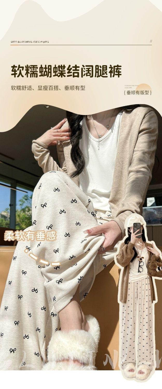 Product Introduction of Quần Yamamoto, Thiết Kế Nơ, Dành Cho Nữ, Bộ Sưu Tập Mùa Xuân Và Mùa Thu, Hàng Mới Về Năm 2024, Màu Be Và Màu Mơ, Quần Gạo Nếp Dệt Kim, Hiệu Ứng Xếp Ly Cạp Cao, Quần Ống Đứng 6