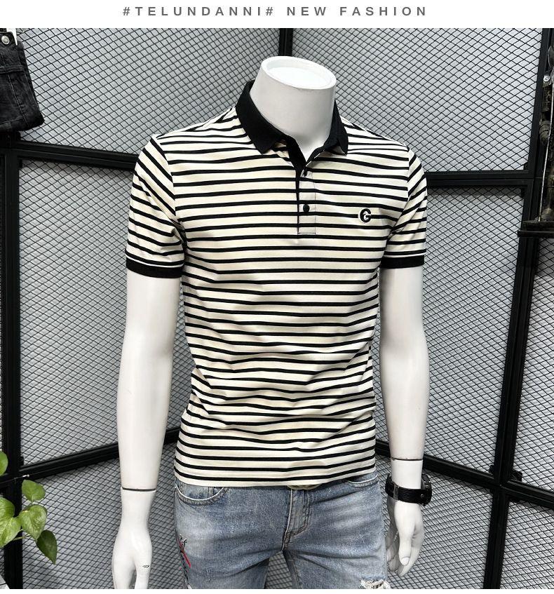Product Introduction of Áo Polo Có Ve Áo Sọc, Hàng Mới Về Mùa Hè 2024, Phong Cách Hàn Quốc, Dễ Phối Đồ Dáng Ôm, Áo Polo Nam ngắn Tay Thêu, Thời Trang 9