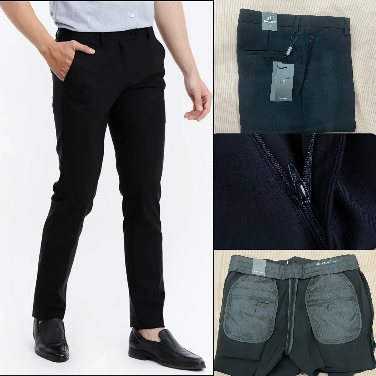 Quần Âu Nam Co Giãn 4 Chiều vải [Tăm Lì],Quần tây nam vải dày không nhăn,không bay màu ống dáng Hàn Quốc Trơn Ôm gọn Ong Menswear Pants