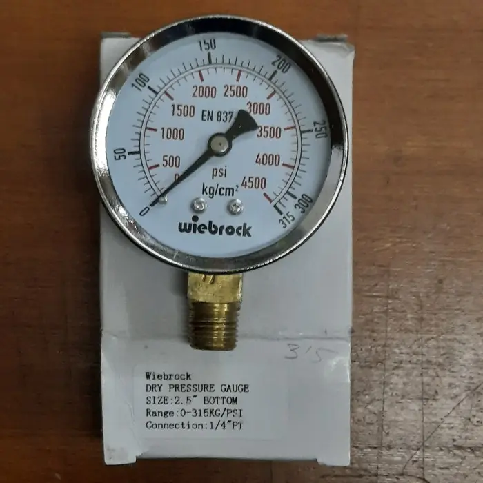 Wiebrock 2.5" kg / psi / bar DRY besi bottom Manometer Pressure gauge 0