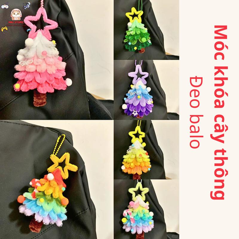  Móc Khóa Cây Thông Giáng Sinh Kẽm Nhung Handmade  Hàng Làm Sẵn & Set Nguyên Liệu Tự Làm  - Quà Tặng Noel Cute 
