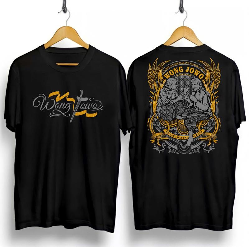 KAOS PRIA WAYANG MARANG SAPADANG / KAOS WAYANG AJA LATHI AJINING / KAOS KATA JAWA / KAOS KATUN / T-SHIRT Katun Santai Crew Neck V-Neck Slim-fitting Polos Bunga Setrip Hitam Putih Distro Motif kaos vintage skena 4