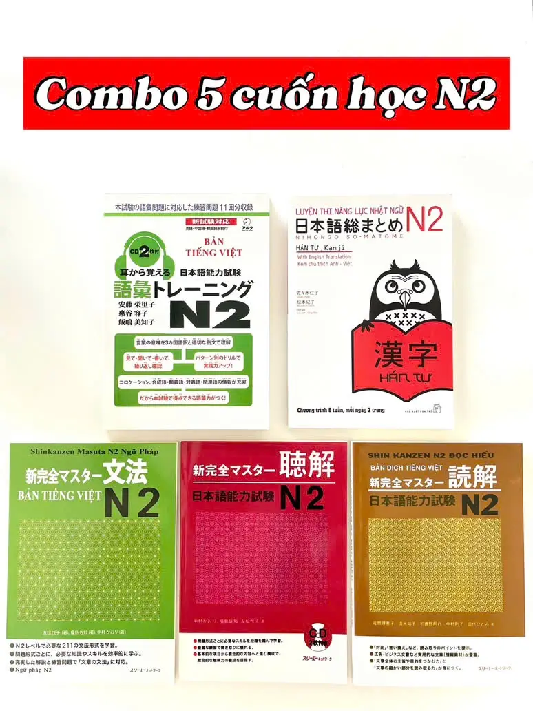 Sách - Combo 5 Cuốn Học N2 Chuẩn (Luyện Thi Năng Lực Tiếng Nhật JLPT N2)