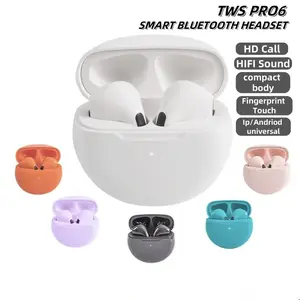 Pro6 TWS Bluetooth Earbuds Earphone Bluetooth Nirkabel Kontrol Sentuh Kontrol Sentuh 9d Headset Stereo Earphone MIC bawaan