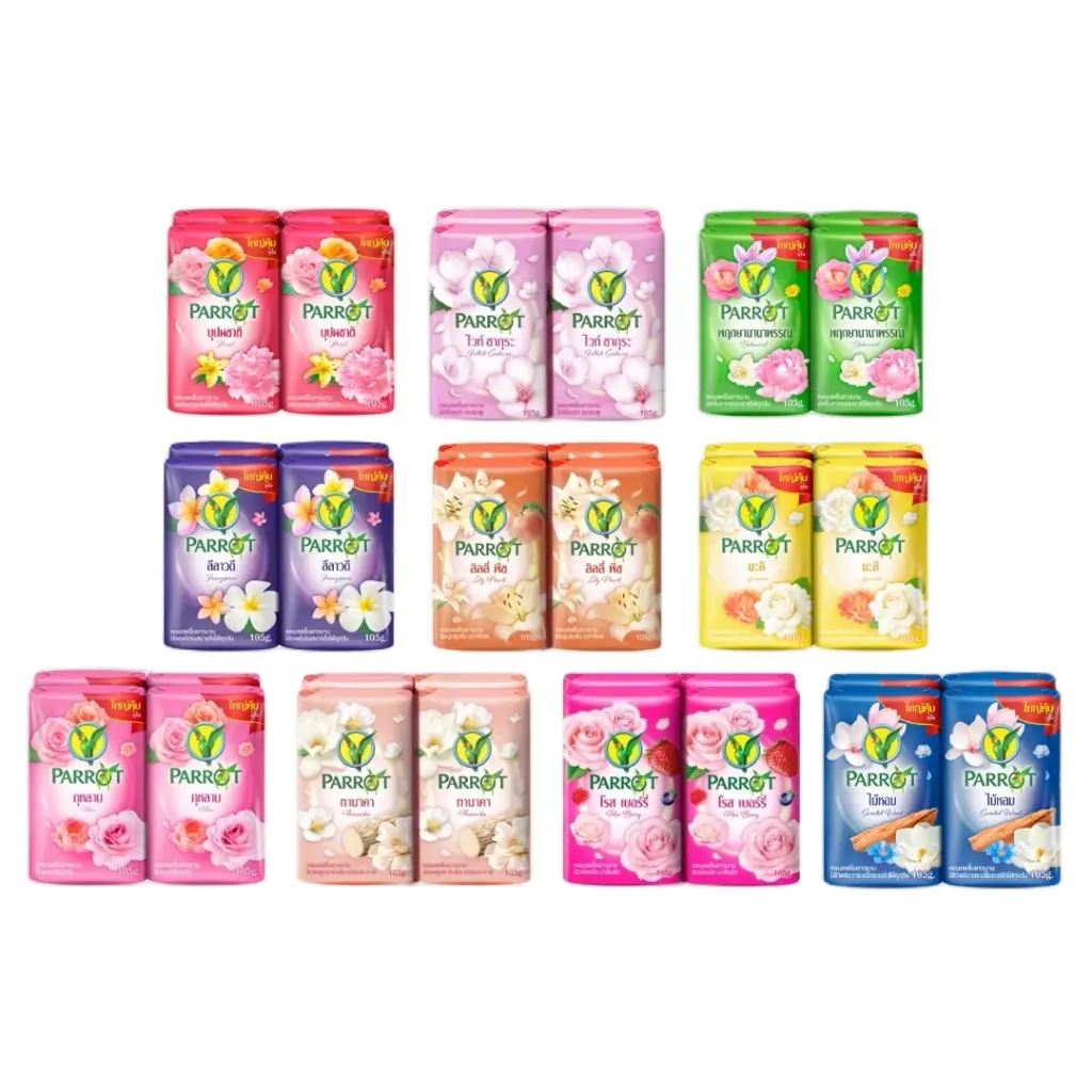 Xà Bông Hương Nước Hoa Parrot Con Vẹt Thái Lan ( LỐC 6 CỤC 55g*6 ) - MÃ ĐẶC BIỆT MIX 8 MÀU 55G*8
