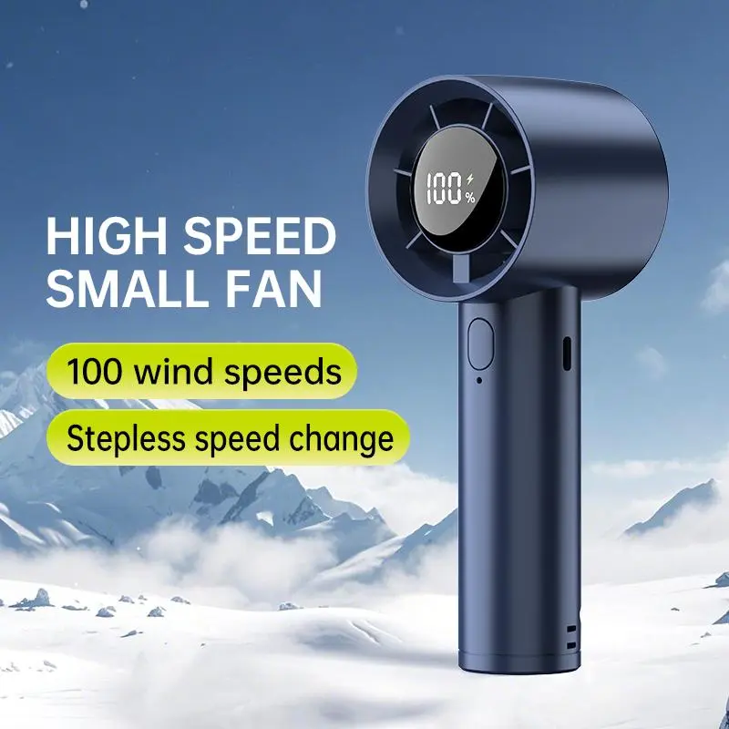 Portable Handheld Fan, 100 Speed Wind Control Rechargeable Fan with Digital Display, Suitable for Indoor and Outdoor Use, Summer Must-have 2