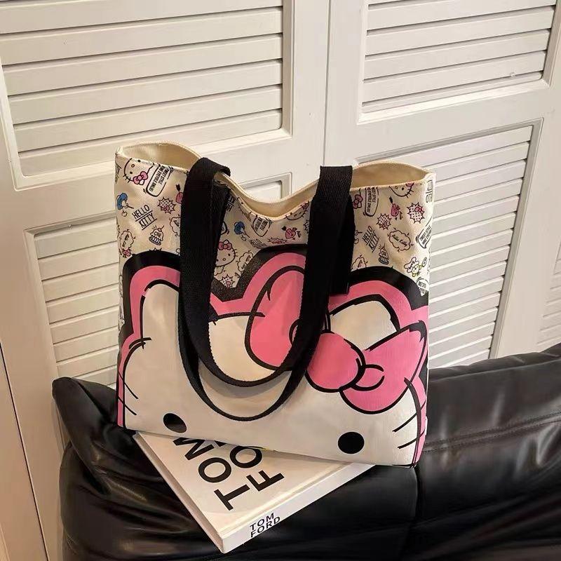 Product Introduction of Túi Vải Bố, Thiết Kế Hello Kitty Dễ Thương, Dành Cho Nữ, Hàng Mới Về Năm 2024, Túi Đeo Vai Hello Kitty Hoạt Hình, Thích Hợp Đi Lại, Túi Tote Đeo Vai 11