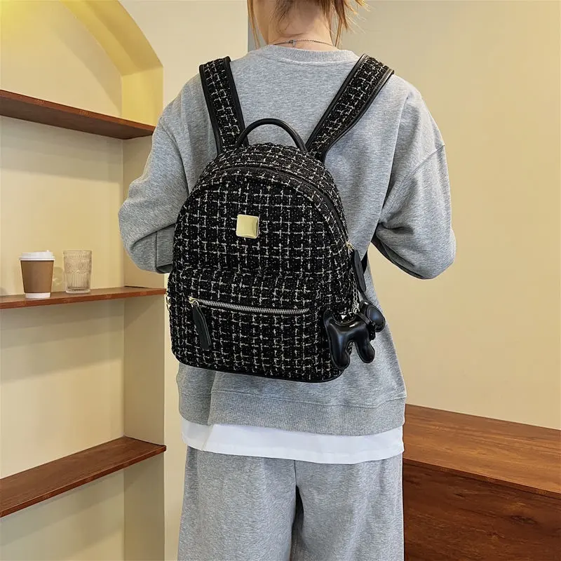 Ready tweed bagTersedia tas ransel kecil wanita murah tas mini wanita ransel murah ransel mini import Ransel Wol Seraser Wanita 2023 Musim Gugur dan Musim Dingin Fashion Baru All-Match Bernilai Tinggi Ransel Kecil Kapasitas tas ransel sekolah cewek QW177