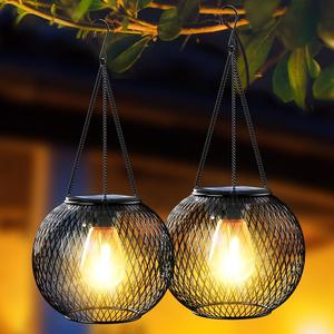 Solar Powered Hanging Lantern, 1 Count Outdoor Hanging Light, Waterproof Solar Lantern, Outdoor Hanging Lamp for Garden Patio Yard Deck Fence Garage