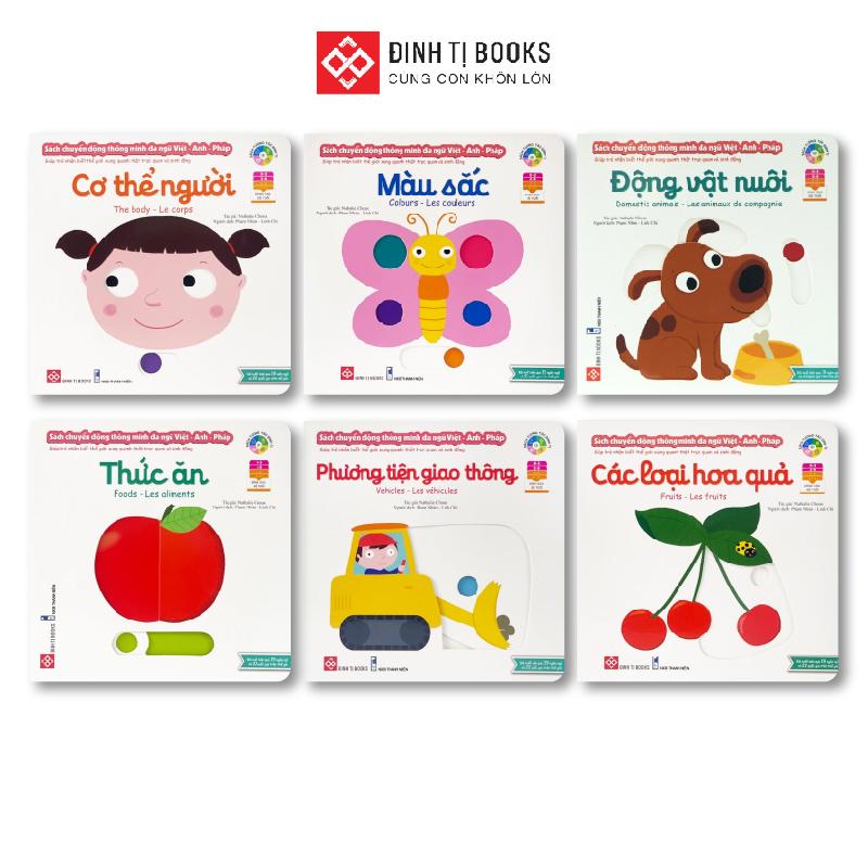 Sách chuyển động thông minh đa ngữ Anh - Việt - Pháp - Sách tương tác cho trẻ 0 - 6 tuổi - Nhiều chủ đề - Đinh Tị Books
