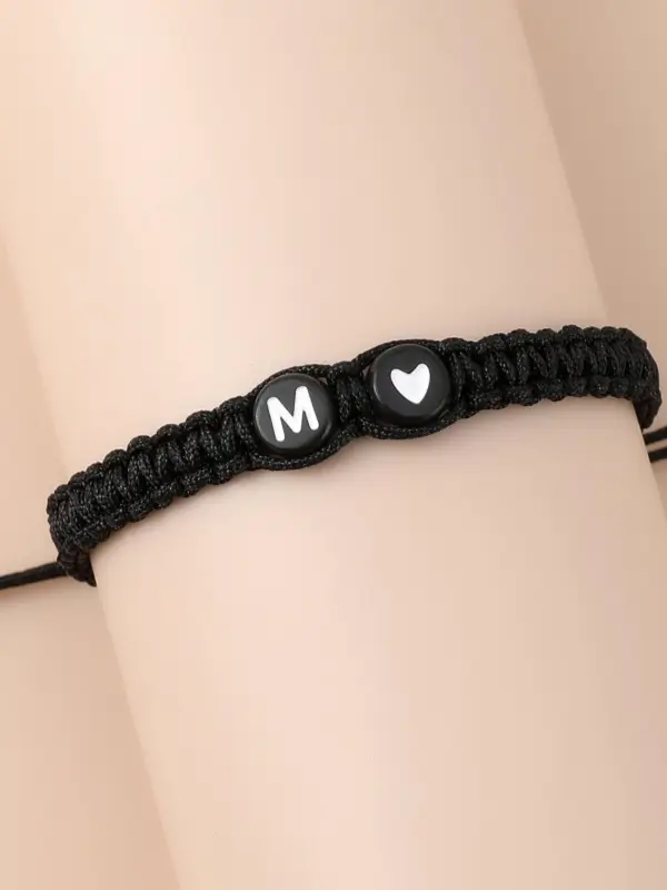 Unisex Minimalist Beaded Decor Braided Bracelet, Fashionable Letter Design Beaded Bracelet, Trendy All-match & Exquisite Jewelry for Birthday Gift 6