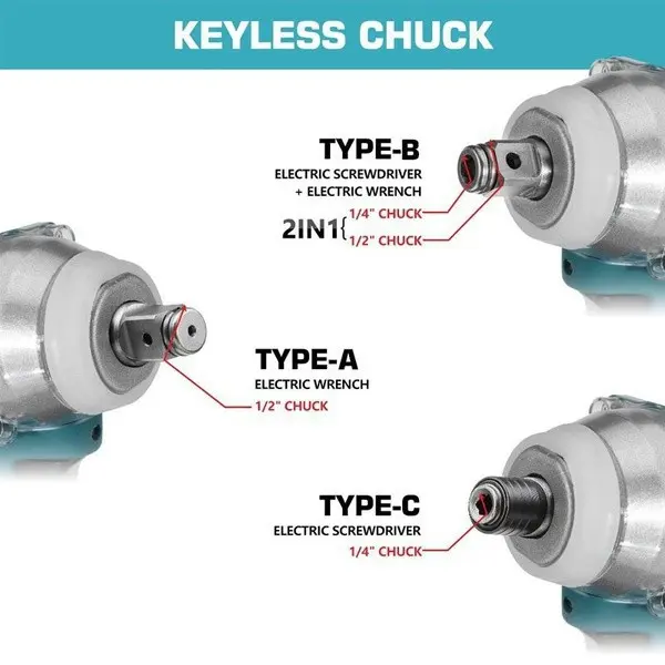 Kunci Pas Dampak Listrik Kamolee DTW285 520N.m 1/2 Inci & 1/4 Inci 3