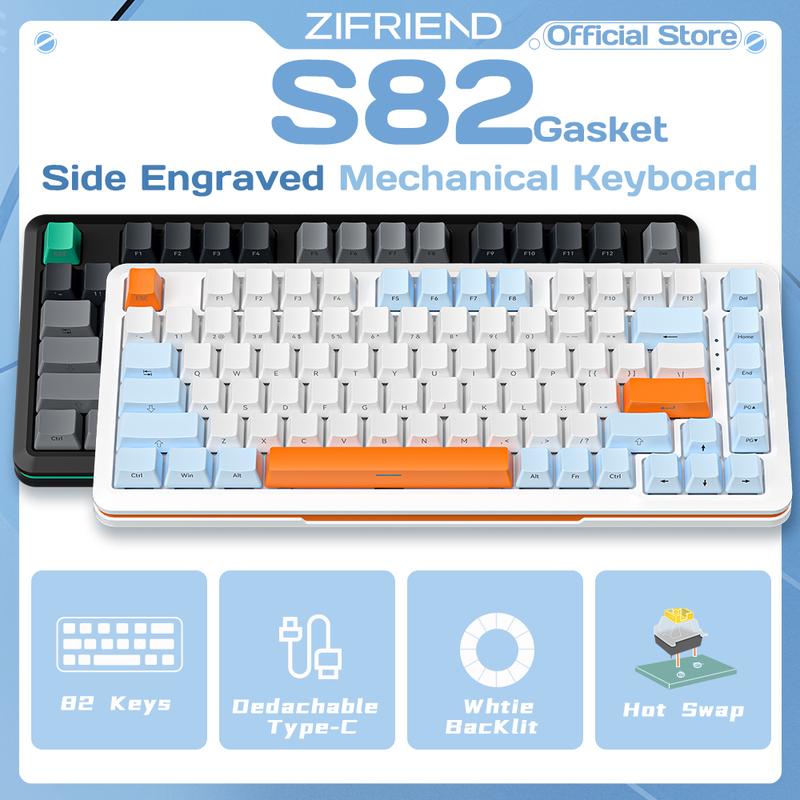 ZIFRIEND S82 82 Keys Gasket Mechanical Keyboard Wired 75% Layout PBT ...