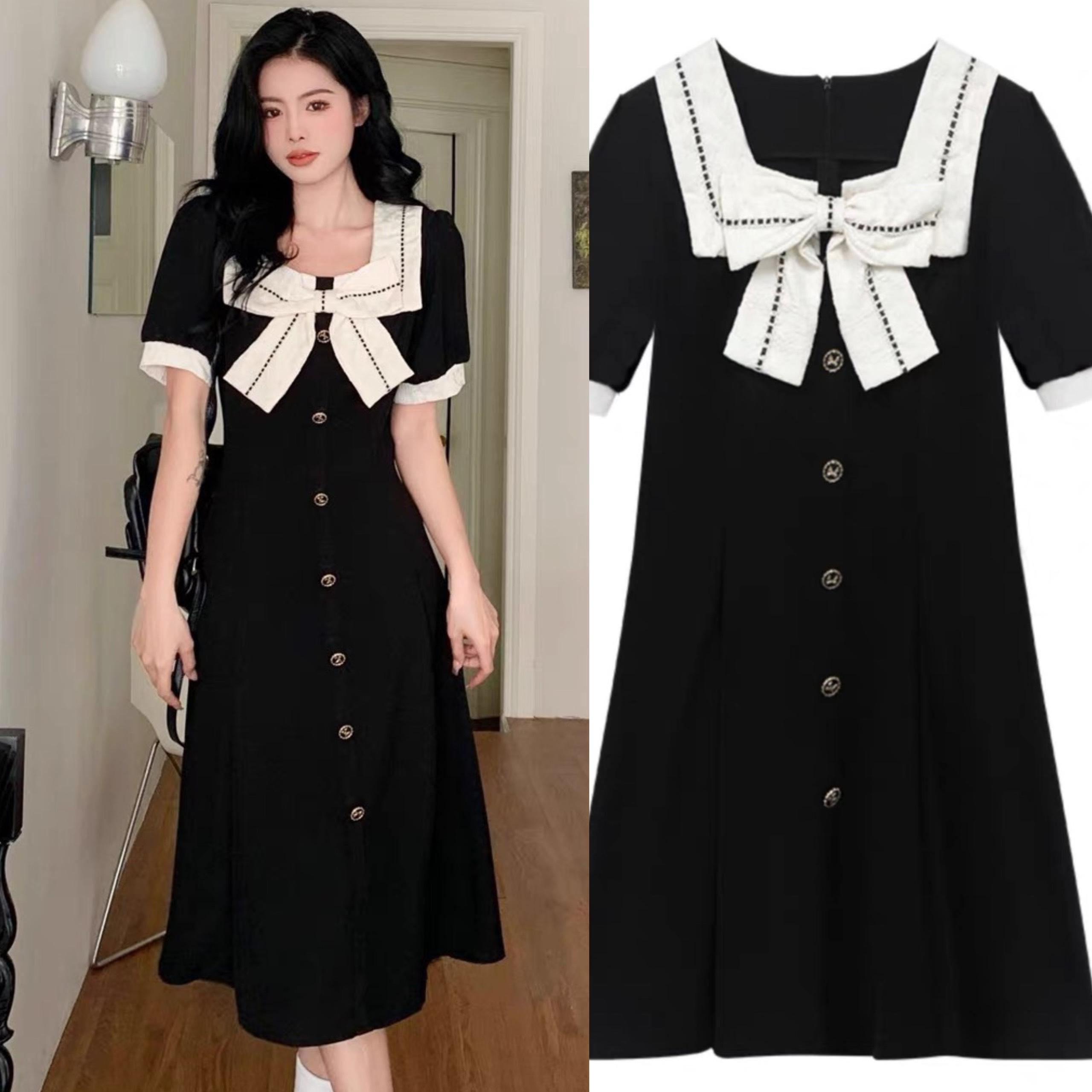 Thời Trang Bigsize Váy Dự Tiệc Cao Cấp Thanh lịch 50 - 100Kg Nữ Đầm Cotton Dress Đen Women Voan - B.1149